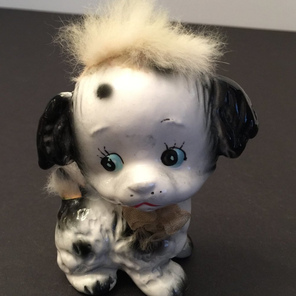 CLOSET CLOSING SALE! Vintage Lego Mid Century Ceramic Dog Furry Head Tail